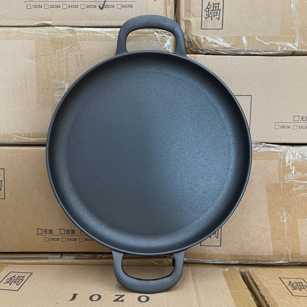 Export Japan Quality Chisel Raw Iron Pan Flat Bottom Pan Frying Pan Stall Pancake Thickened Frying Machine Home Branded No Stick Pan