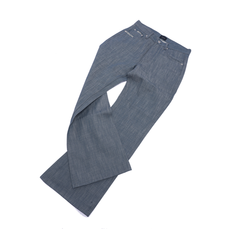 Old Tapes'New York 002' Lake Green Bison 646 Hand-Stitched Micro-Flared Natural Color Trousers Old Tapes'New York 002' Lake Green Bison 646 Hand-Stitched Micro-Flared Natural Color Trousers
