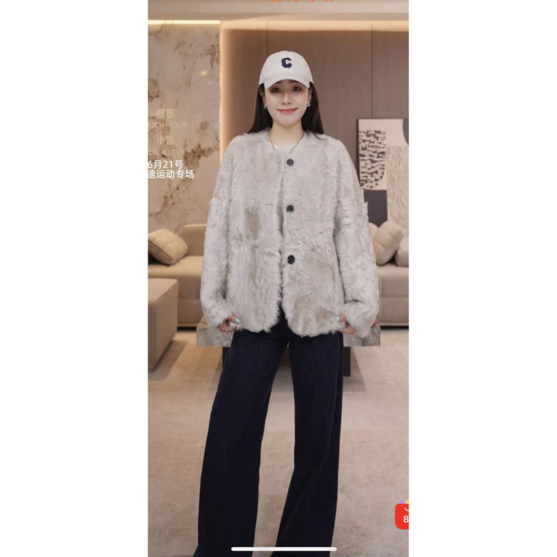 【Yuan】(Length 62) Genuine Leather and Shearling Integrated High-End Coat Yy061604