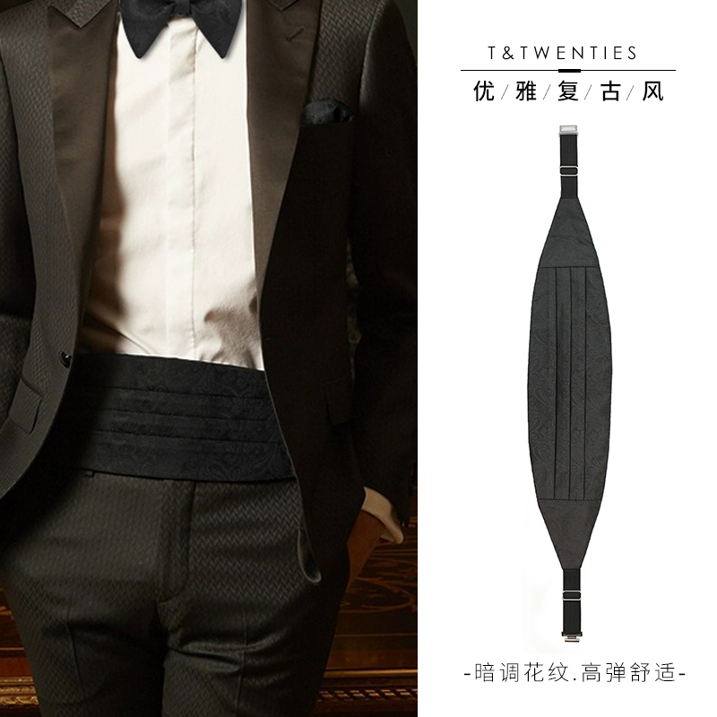 French Retro Men's Waistband Suit Dress Shirt Decorative Wide Belt Waist Tie Set Black for Runway Show French Retro Men's Waistband Suit Dress Shirt Decorative Wide Belt Waist Tie Set Black for Runway Show