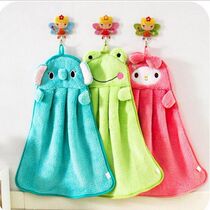 Cartoon towel candy color coral velvet thick hand dryer towel kitchen hanging super soft Childrens sweat towel