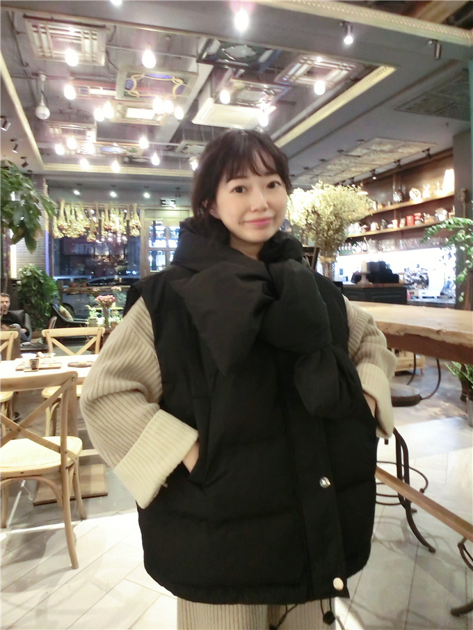Special BORAKOO Korea Dongdaemun Winter self-left oversized candy bow hooded down cotton vest vest