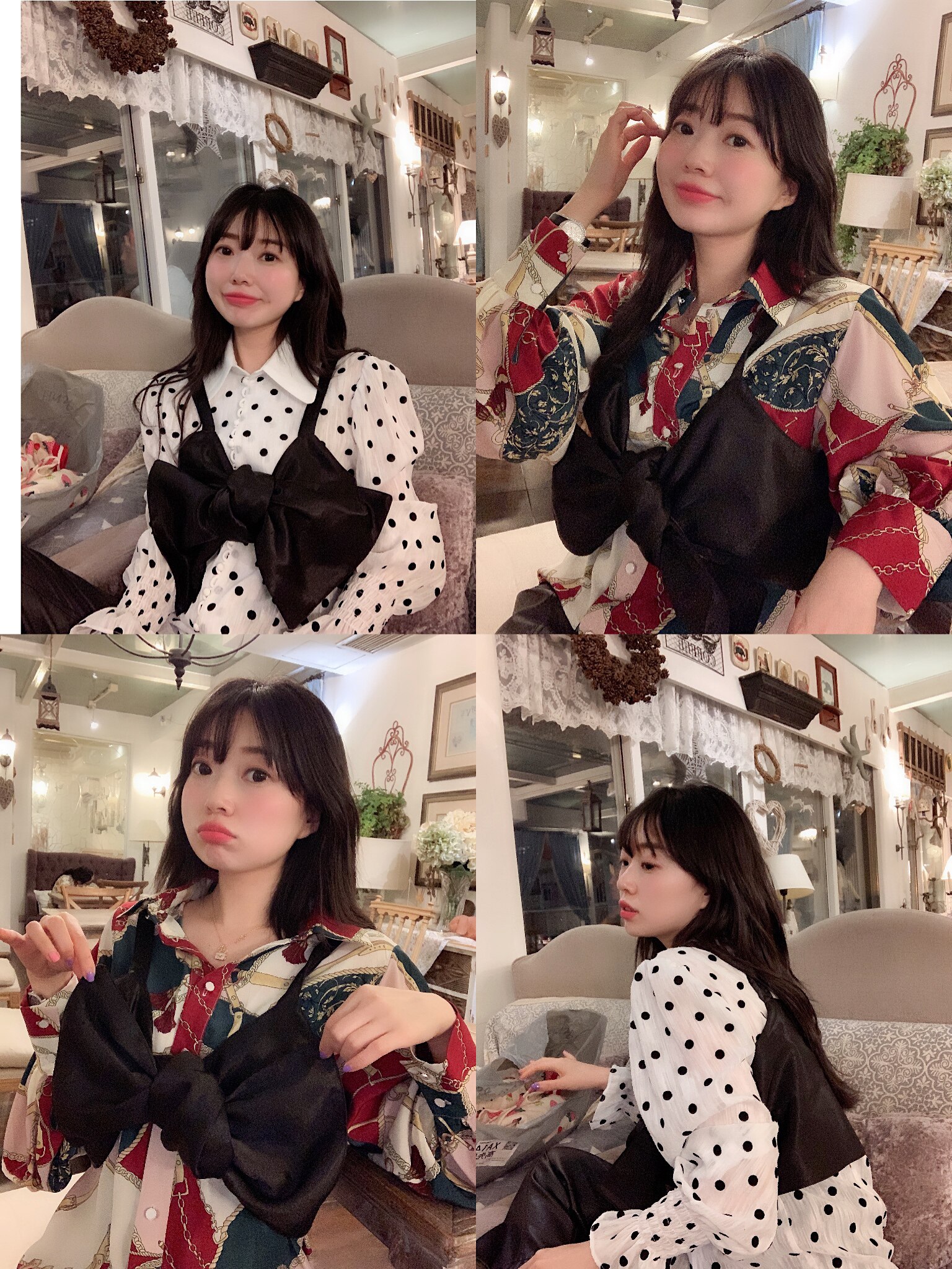 BORAKOO Korea Dongdaemun on behalf of the autumn fashion single product ~ black matte satin suspender bow vest