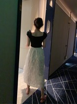 BORAKOO Korea Dongdaemun 19 Summer White FAIRY EAR EDGE LACE CHIFFON SKIRT SHORT SKIRT