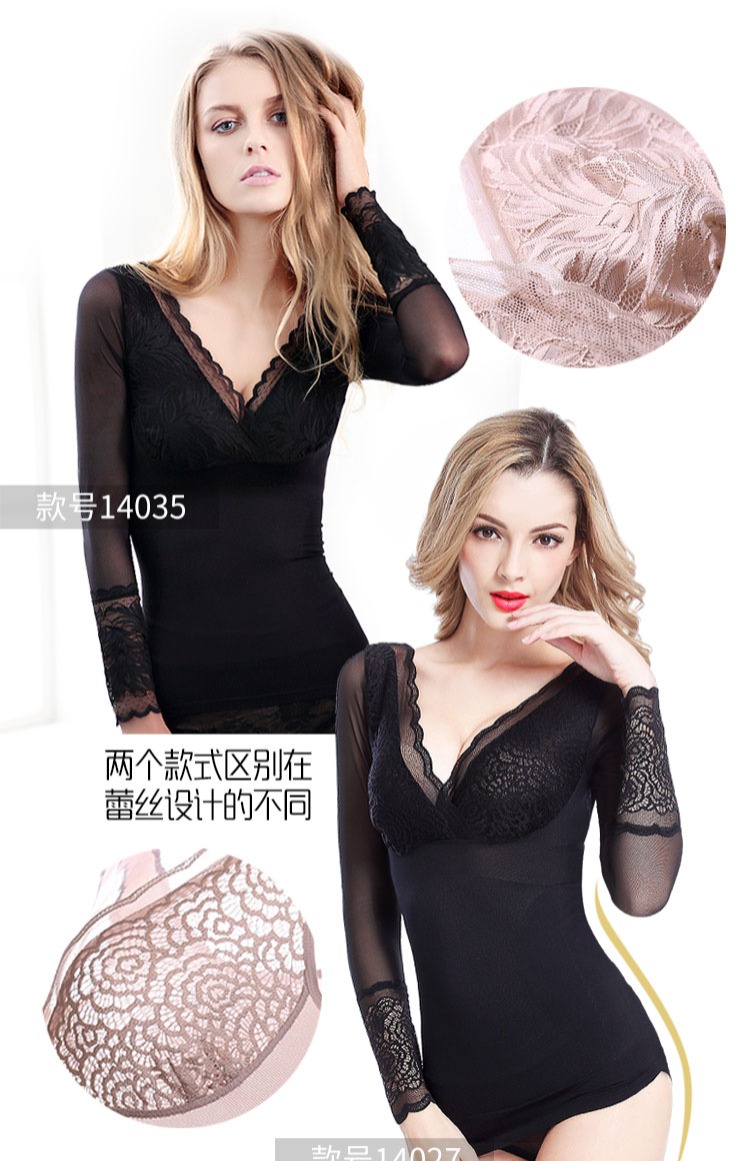 Cơ bụng eo cơ thể dài tay áo corset ren ngực hình dáng gợi cảm ấm áp cơ thể ấm áp đồ lót phụ nữ mùa thu quần áo áo nịt nữ