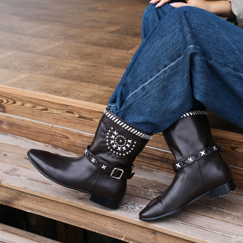Run Run Plus Size Women's Shoes ▏ Italian Niche Brand Woven Embroidery Exclusive Wide-Mouth Slip-On Chelsea Boots Run Run Plus Size Women's Shoes ▏ Italian Niche Brand Woven Embroidery Exclusive Wide-Mouth Slip-On Chelsea Boots