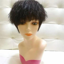 Wig Lady Short Hair Real Hair Wig set Old lady Real Hair Silk Mother with all headgear hair true nature
