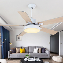 Modern minimalist American fan lamp dining room living room bedroom ceiling fan lamp Nordic retro home wood Leaf electric fan