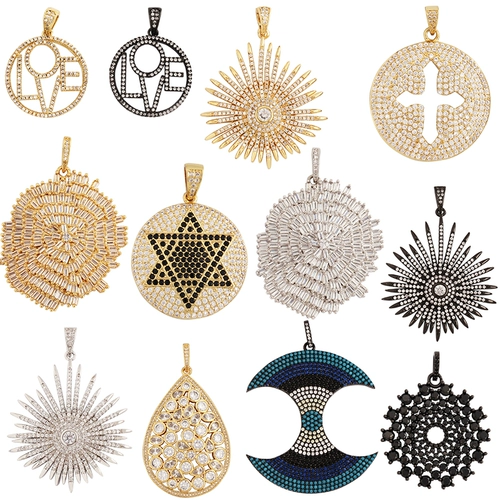 Медная подвеска, L66, европейский стиль, микроинкрустация, четырехлистный клевер