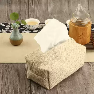 Handmade retro cotton and linen cloth tissue box Japanese simple creative toilet paper box Tea room living room car storage bag