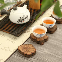 Pastoral Chinese style solid wood coaster tea mat cup holder thermal insulation pot mat log slicing kung fu tea ceremony spare parts