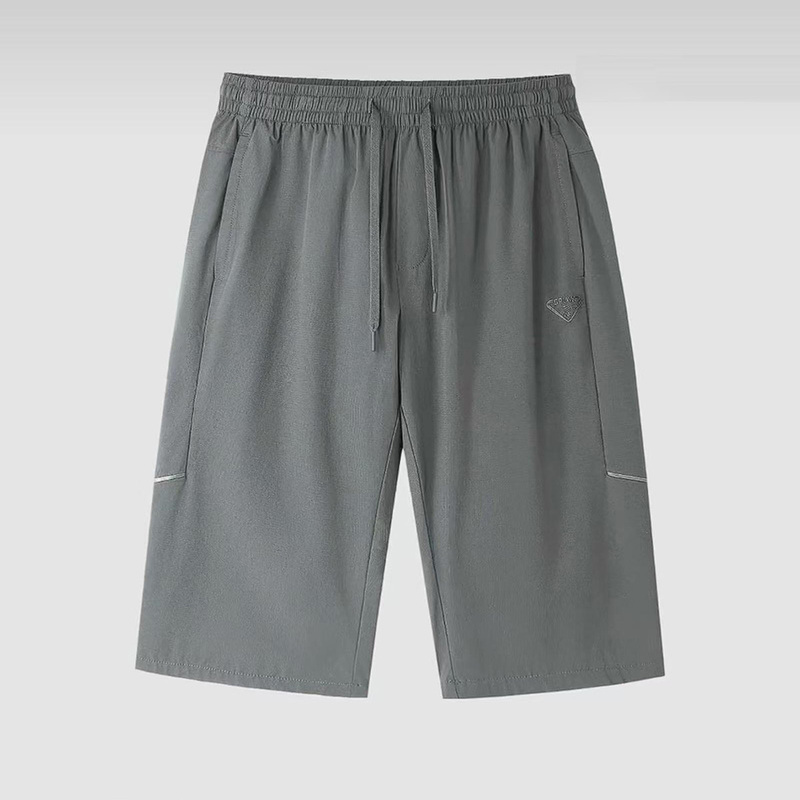 Summer New Style Drawstring Tie-Up Cropped Pants for Men, Elastic Waist, Simple Loose Casual Elastic Sports Quick-Dry Shorts for Men Summer New Style Drawstring Tie-Up Cropped Pants for Men, Elastic Waist, Simple Loose Casual Elastic Sports Quick-Dry Shorts for Men