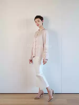 deebydwang Chinese style shirt women's long-sleeved top front and rear two wear Chinese improved design sense