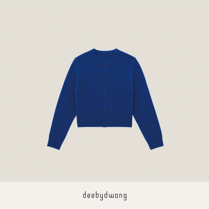 Deebydwang High-End Klein Blue Round Neck Cardigan Women's Merino Wool Long-Sleeved Knitted Top Deebydwang High-End Klein Blue Round Neck Cardigan Women's Merino Wool Long-Sleeved Knitted Top