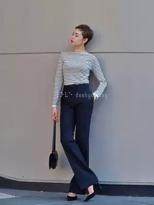 deebydwang winter new fine imitation wool straight pants temperament hips are thin and slender
