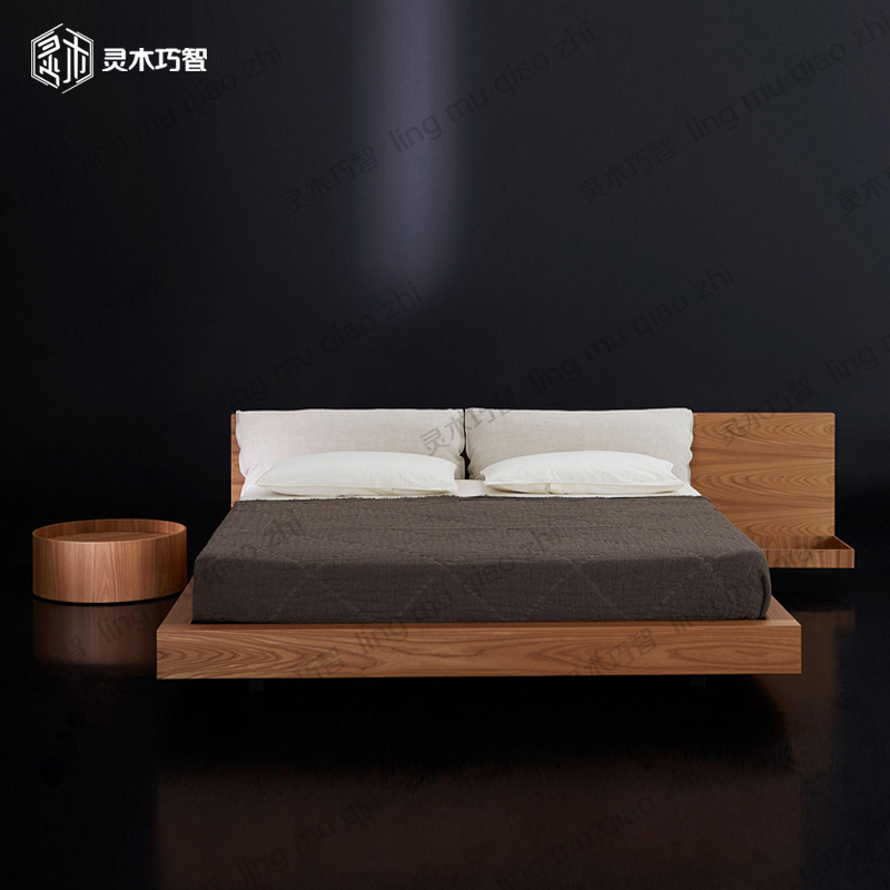 Nordic Japanese-style tatami low bed custom-made North American white oak low bed black walnut big bed solid wood furniture factory