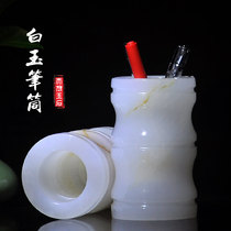 Natural Jade Bamboo Small Vase Ornament Office Pen Holder Tea Set Holder Home Decoration Flower Arrangement Gifts