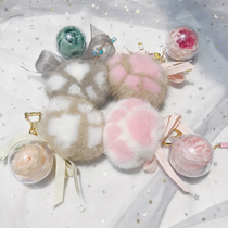 Mink fur cat claw Eternal Flower key chain cute bag pendant car hanging girl heart diy handmade gift