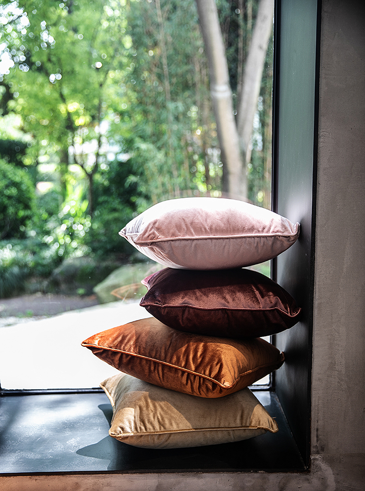 Forhome Bắc Âu rắn màu nhung in gối gối sofa lưng thắt lưng phòng khách thắt lưng gối gối phòng ngủ gối - Trở lại đệm / Bolsters gối kèm chăn