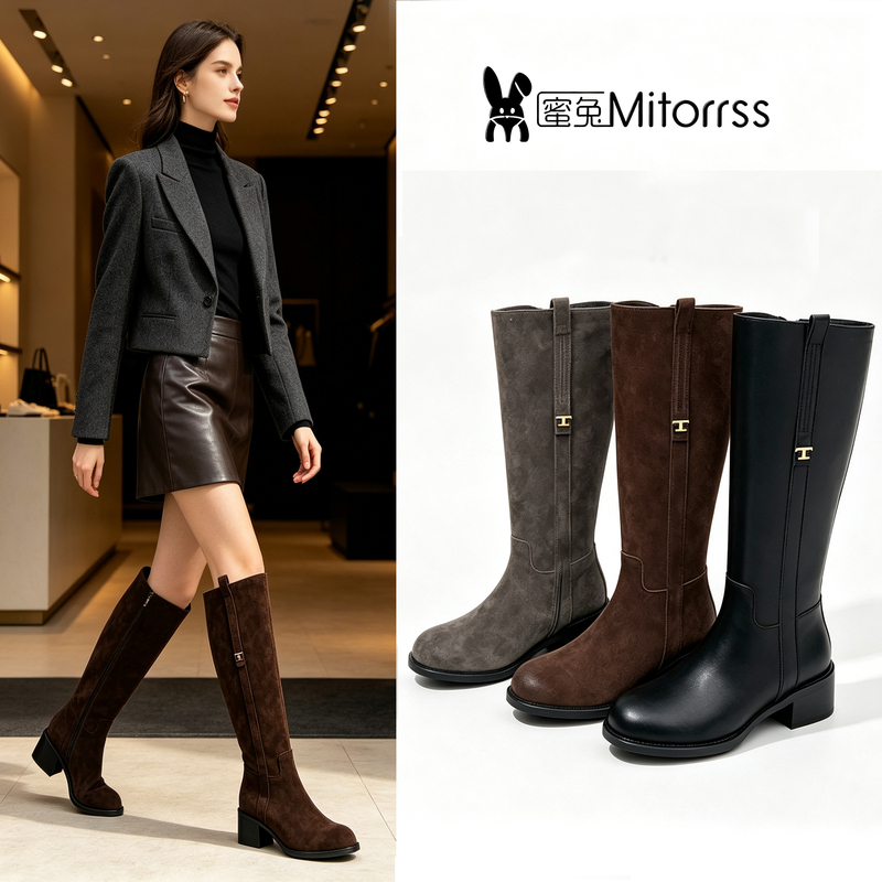 [Ning'Er Exclusive] Imported Handmade First-Layer Fetal Cowhide Thick-Soled Fashion Boots Klln4760
