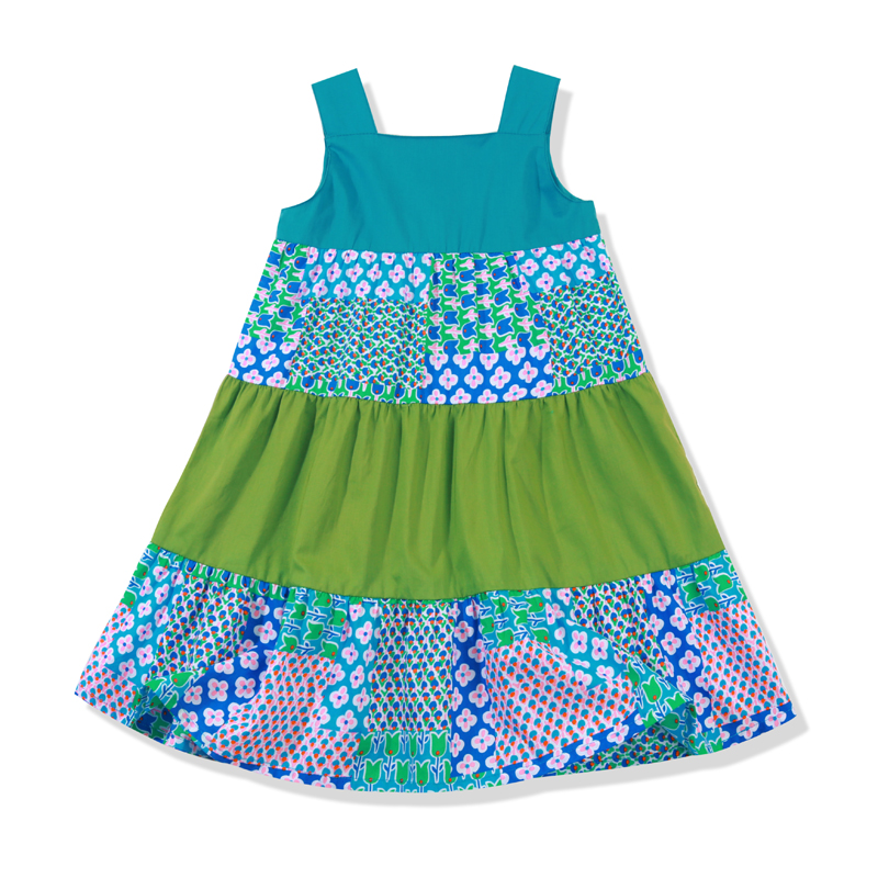 Cửa hàng Blue-xanh bông Side Collar Little Flower Girl Ya trẻ em váy Girl ăn mặc mùa hè cho trẻ em.