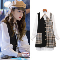 Hot bar Identical White Shirt Skirt Woman Mid lining waistcoat waistcoat Waistcoat Jacket Two Suits