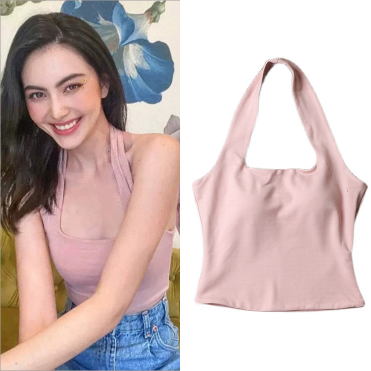 mai co-style hanging neck harness vest female inner lap beauty back vest net red pops bra integrated yoga suit blouse