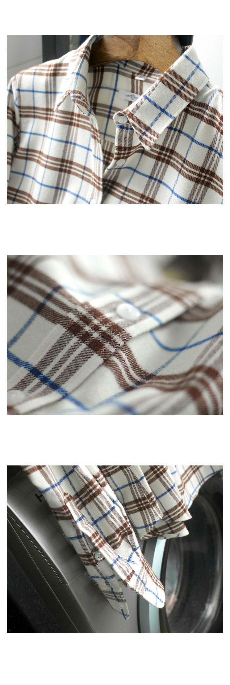 Len và cotton pha trộn áo sơ mi mùa thu và mùa đông mềm mịn lông cừu flannel vải mạng xã hội áo dài tay nữ dày áo sơ mi kiểu đẹp