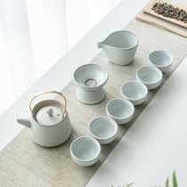 Household modern 10-head Japanese tea set set Simple Kung fu set Teapot beam pot cover bowl Teacup Teapot