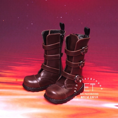 taobao agent ET BJD4 points 3 points BJD boots round head Three -buckle retro brown 1/4MSD 1/3SD doll shoes