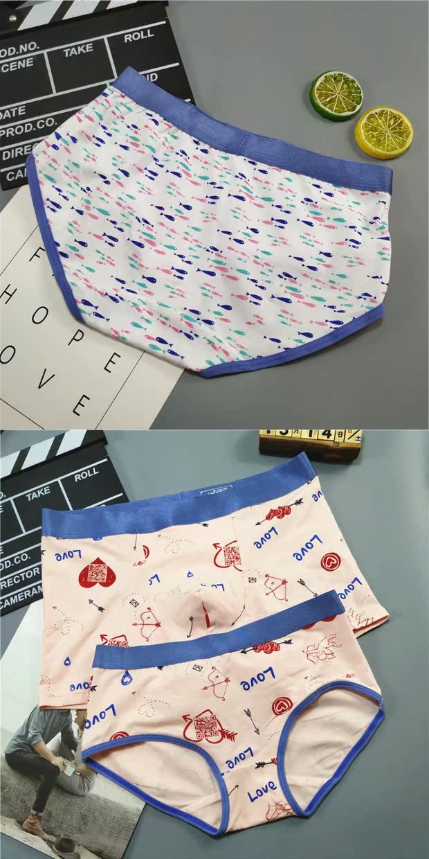 Cá nhỏ cặp vợ chồng đồ lót mùa hè mỏng phần đồ lót cotton nam và nữ eo cá tính thoáng khí cá tính quan lot nam nu dep