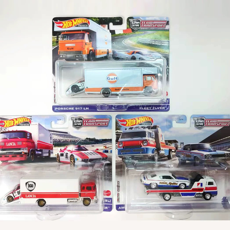 Hot Wheels Transporter Team Combination Series Car Culture Bay Petroleum Iron Bottom Rubber Tire Car Model Toy Gtrr35