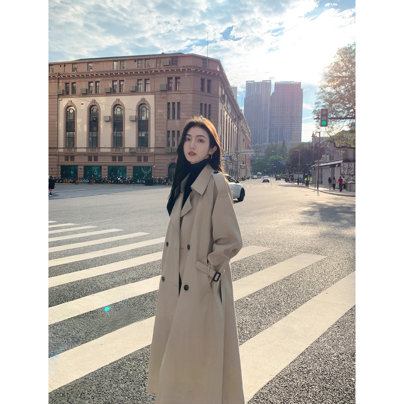 Mulvan Khaki Mid-Length Trench Coat for Women, Korean Style, Loose Fit, Slimming, High-End, Elegant British Coat Mulvan Khaki Mid-Length Trench Coat for Women, Korean Style, Loose Fit, Slimming, High-End, Elegant British Coat