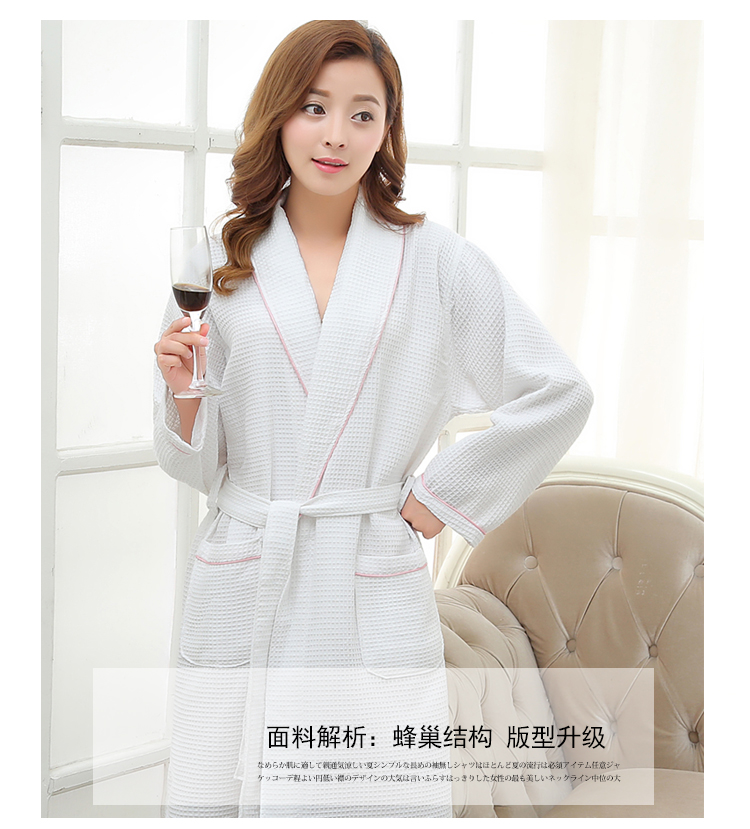 Mùa hè 2018 đơn giản, phong cách cotton waff vài bộ đồ ngủ nam và nữ XL áo choàng tắm áo choàng mùa xuân và mùa thu bộ ngủ pijama