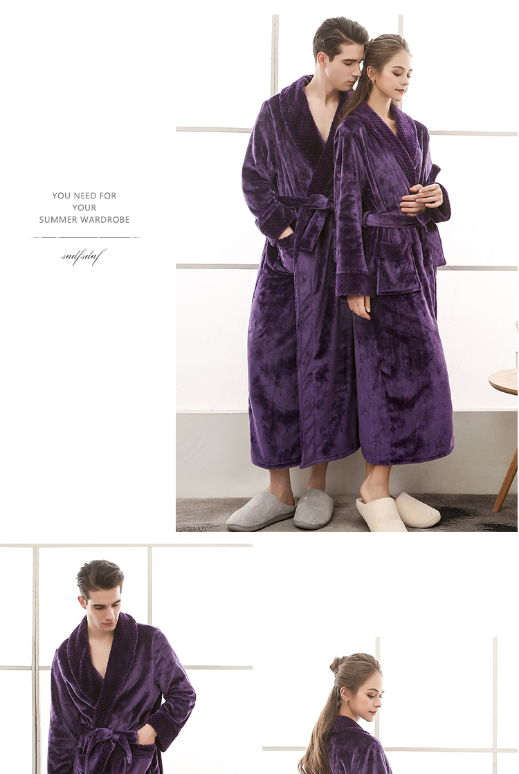 Mùa thu XL flannel vài chiếc áo choàng tắm áo choàng tắm phụ nữ cộng với bộ đồ ngủ dài bằng lông cừu dày áo choàng lụa ngủ đẹp