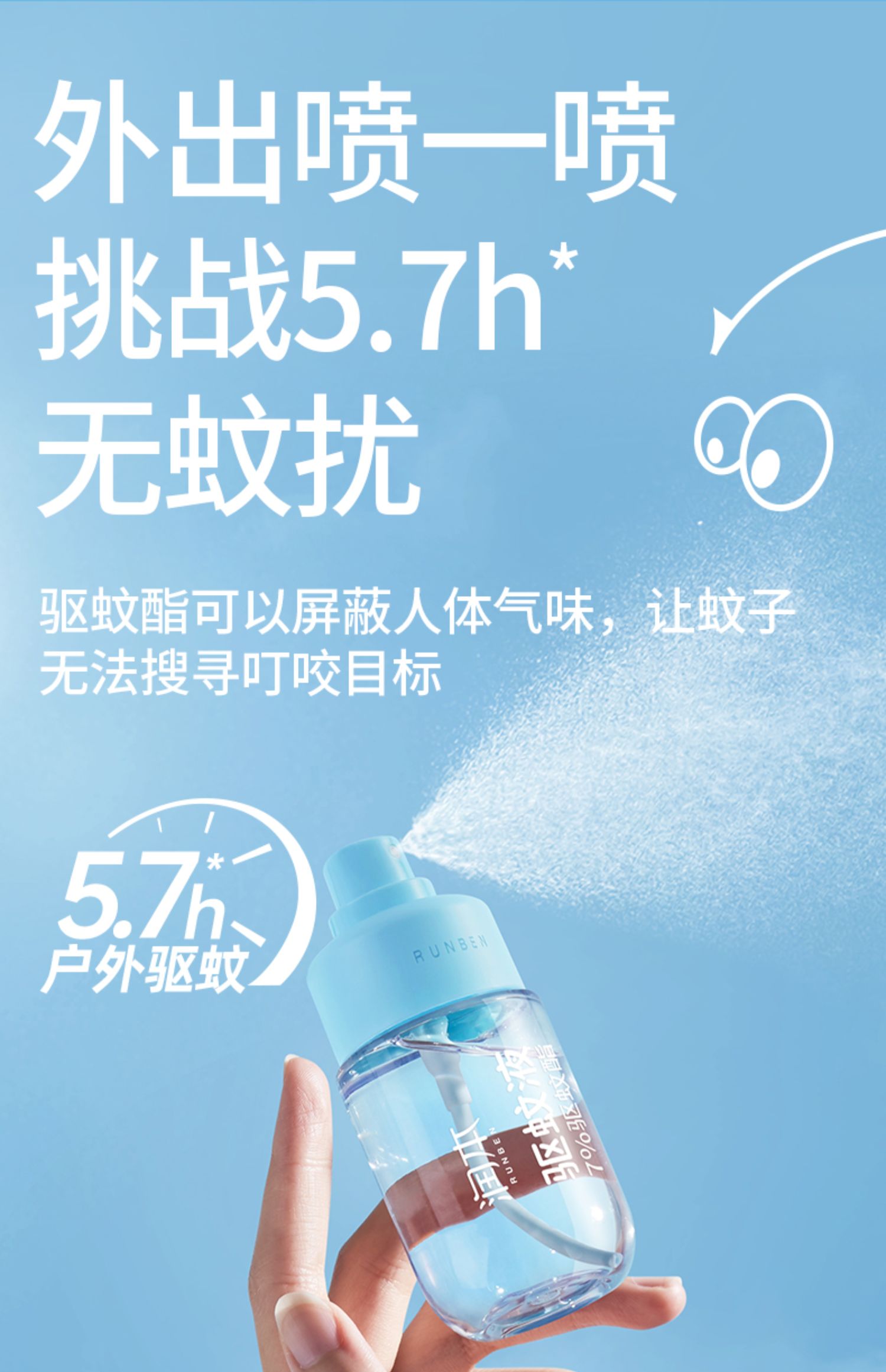 润本 驱蚊液花露水 65ml 天猫优惠券折后￥9.9包邮（￥19.9-10）