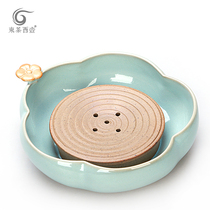 East tea West pot Ruzhou original mine Ru Porcelain tea set Dry bubble table raising pot plate Japanese pot holder Dry bubble plate Ru Kiln Pot holder