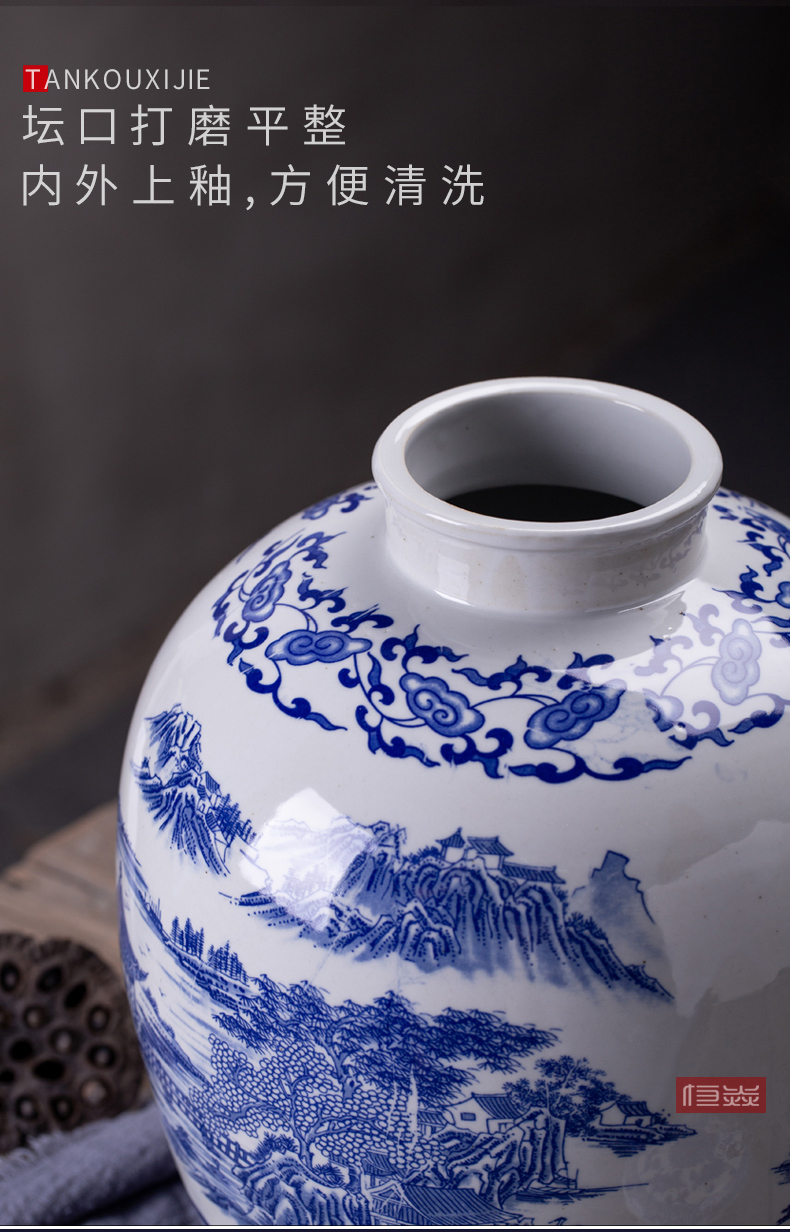 Jingdezhen ceramic wine jar mercifully jars winemaking 20 jins 30 kg sealed jars home it restoring ancient ways of blue and white porcelain