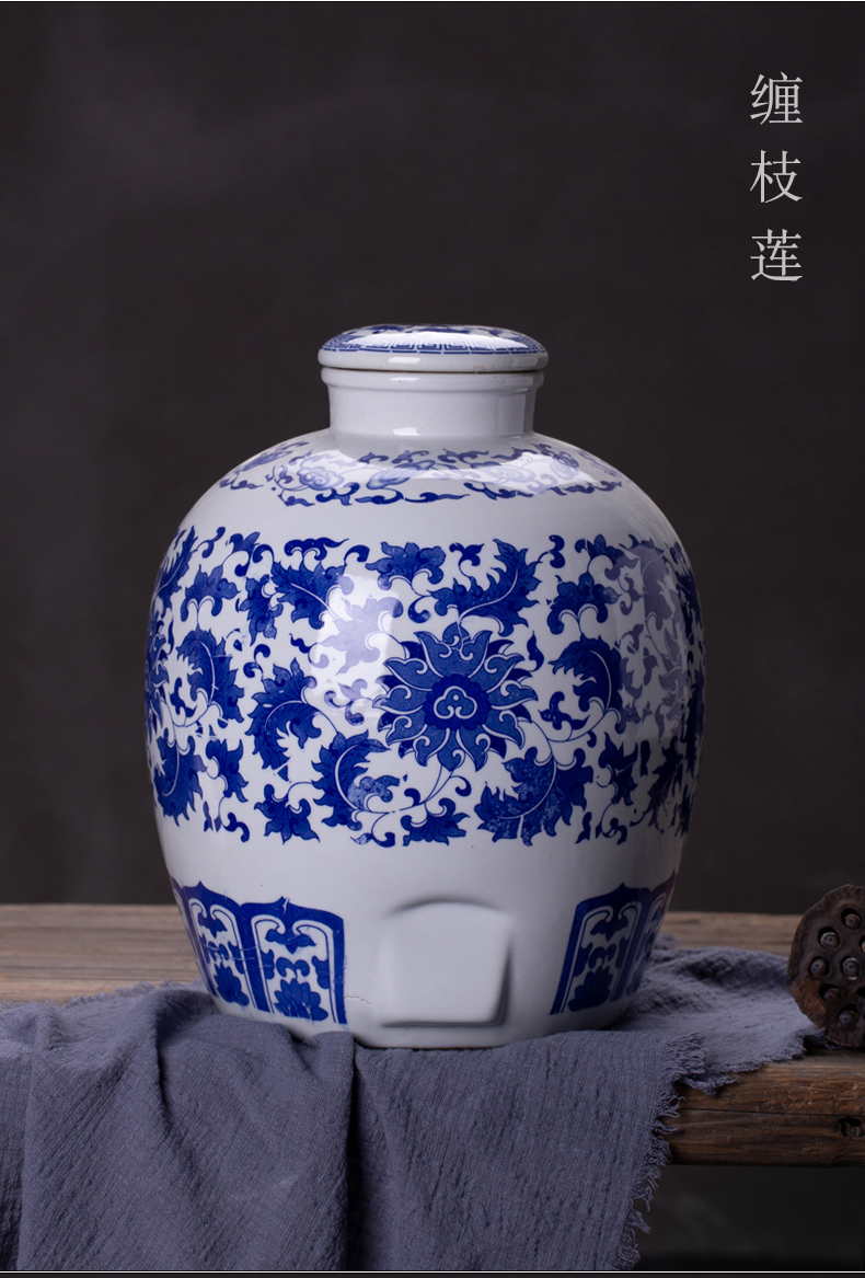 Jingdezhen ceramic wine jar mercifully jars winemaking 20 jins 30 kg sealed jars home it restoring ancient ways of blue and white porcelain