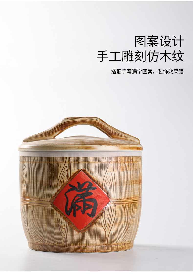 Jingdezhen domestic ceramic barrel seal flour rice storage box 10 jins 20 jins 30 jins to moistureproof insect - resistant ricer box