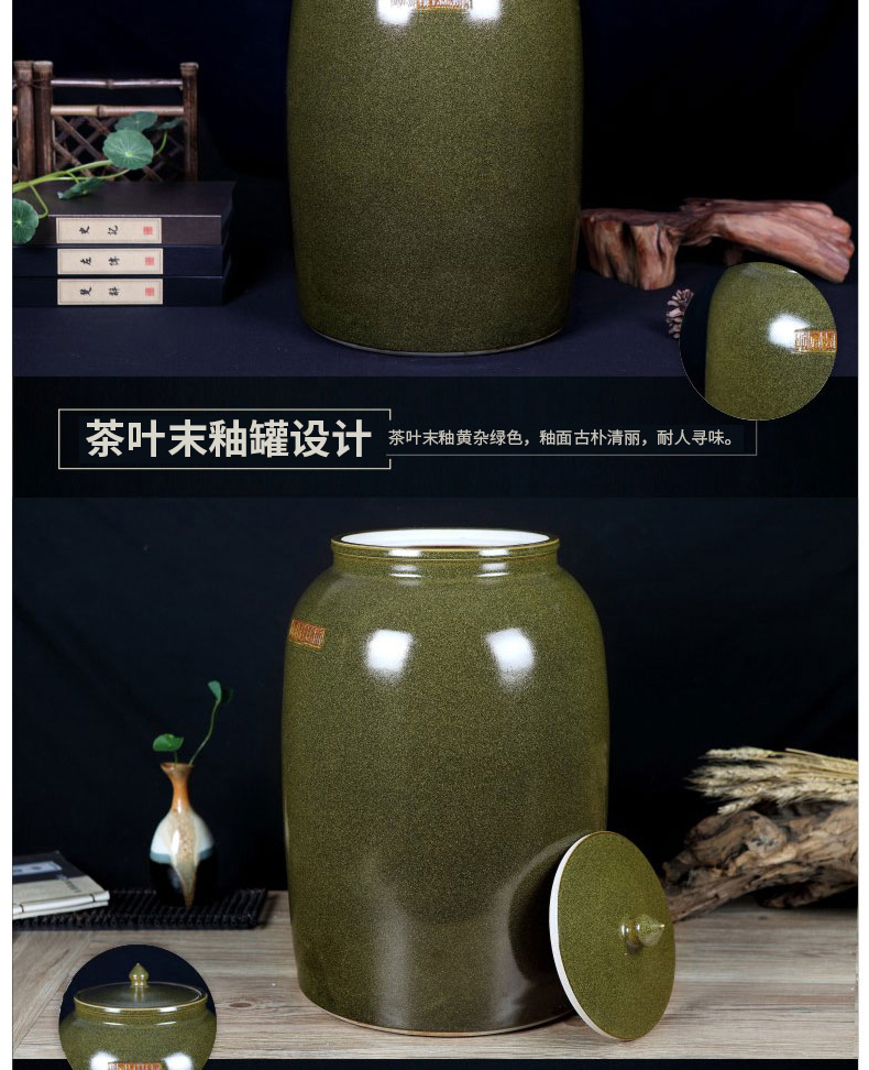 Jingdezhen ceramics with cover barrel ricer box tea oil cylinder jars at the end of the cylinder tank receives 50 kg 100 jins 30 kg