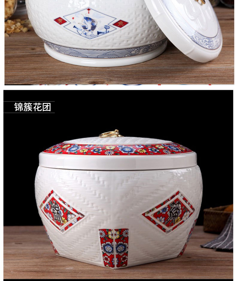 Jingdezhen ceramic barrel ricer box store meter box 10 kg sealed insect - resistant moistureproof with cover to ricer box flour cylinder household