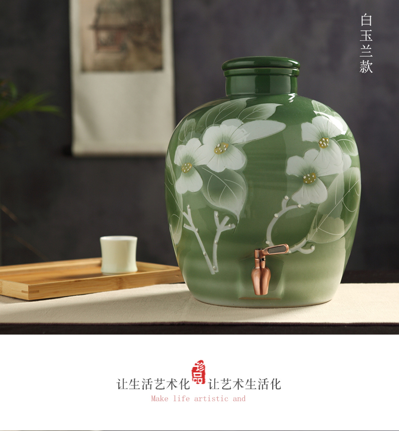 Jingdezhen ceramic jar of archaize seal wine wine jar Bai Cun it household GuanPing 20/30/50 kg