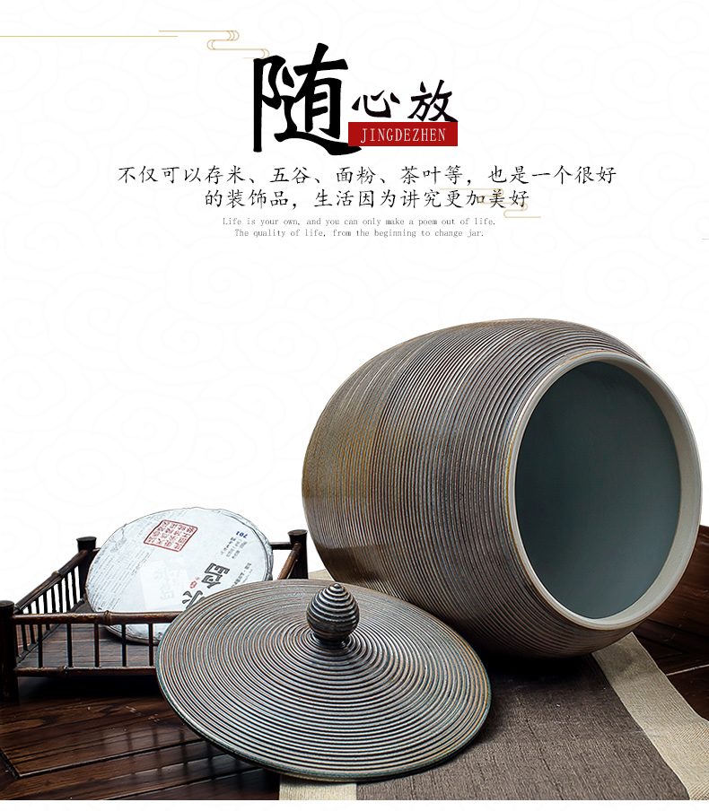 Ceramic barrel ricer 30 kg to 15 kg box with cover art tank barrel can save m barrels of jingdezhen tea urn