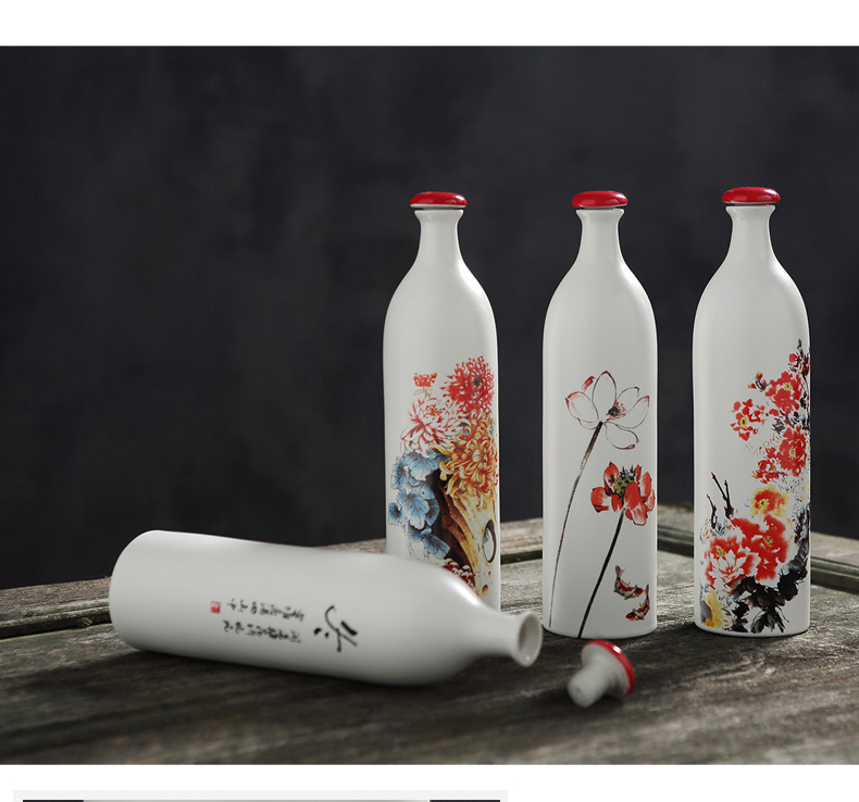 Jingdezhen ceramic bottle creative home empty wine bottle custom liquor bottle seal ACTS the role of the wine jar 1 catty a kilo