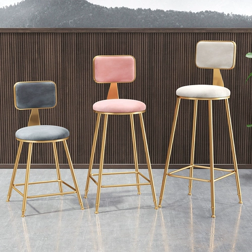 Обеденный стул Nordic ins casual Milk Tea Shop Wine Bars net Red Check Coffee Light Luxury Bench