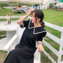 Meet the big size 2021 summer new French retro little black dress fat mm thin age-reducing dress