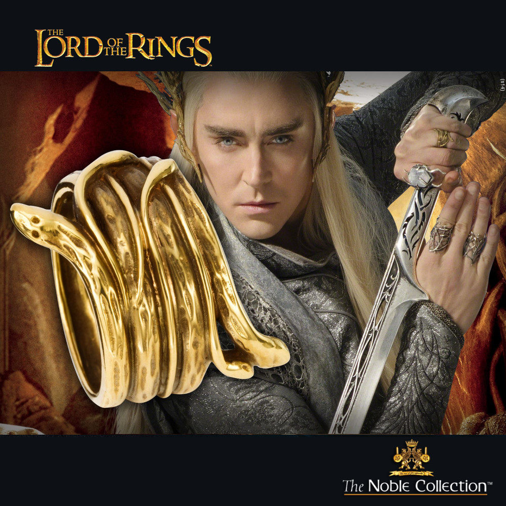 American Warner Hobbit Peripheral Therandil Snake Pure Silver Gilded Ring Original