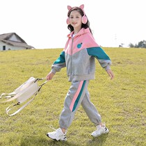 2022 Girls Spring and Autumn Sweater Suite Yang 12 - year - old childhood zipper jerseys two - piece set 10 childrens spring clothing