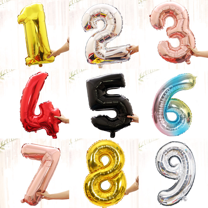 32 - inch digital balloon wedding products for birthday arrangement decorated wedding room aluminum film rose gold color gradient color